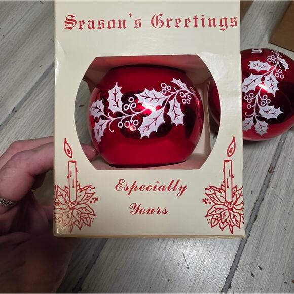 Vtg Mercury Glass Christmas Ornaments Austria German Set Of 4 Red Green Yellow - Picture 13 of 15